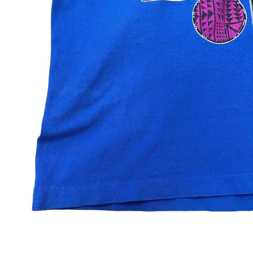 Vintage Diadora Tennis Tee Shirt Blue Medium Flushing Meadow 1992 - Picture 9 of 11